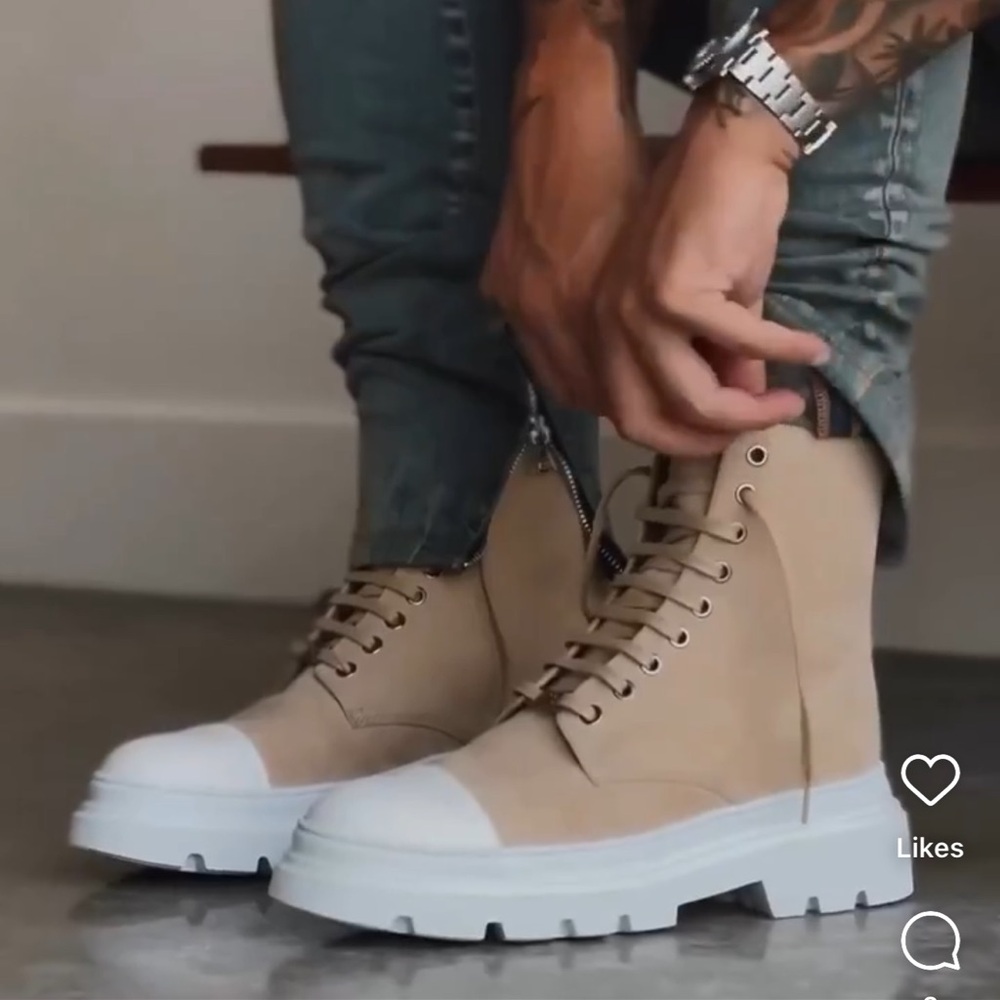 ORO THE DEVON BEIGE COMBAT BOOTS - Picture 9 of 10